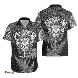New Zealand Rugby Hawaiian Shirt Silver Fern All Black Mix Ta Moko White Style
