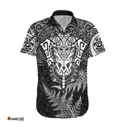 New Zealand Rugby Hawaiian Shirt Silver Fern All Black Mix Ta Moko White Style