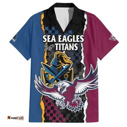 Titans and Manly Eagle Hawaiian Shirt Rugby Together Sporty Style