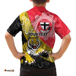 Personalised Richmond And St Kilda Football Hawaiian Shirt Tigers Saints Together Aboriginal Art