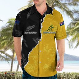 Australia Rugby Mix New Zealands Rugby Hawaiian Shirt Wallabies Versus Silver Fern Sporty Basic