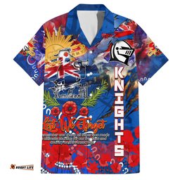 Personalised Australia Rugby Knights ANZAC Hawaiian Shirt Newcastle Scratch Style