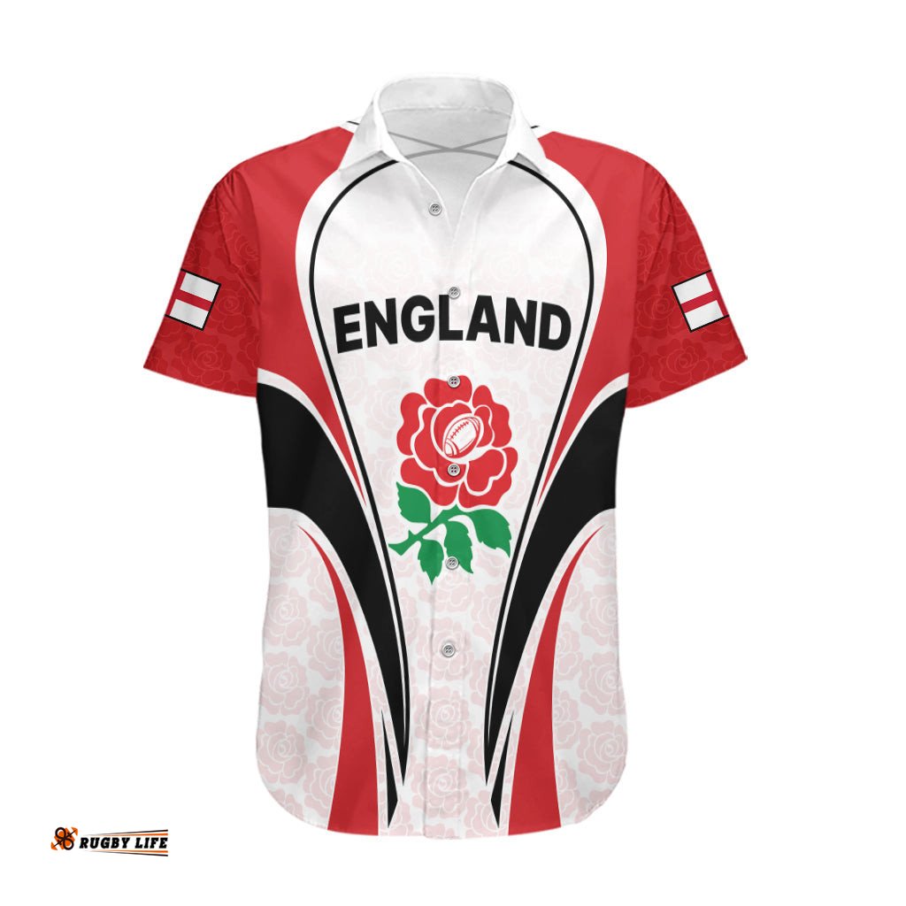 Custom England Rugby Hawaiian Shirt Come On Red Rose Word Cup