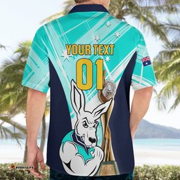 Custom Australia Soccer Hawaiian Shirt Matildas Kangaroo With World Cup Trophy Turquoise Version
