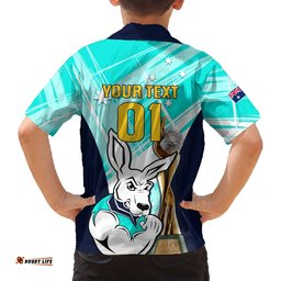 Custom Australia Soccer Hawaiian Shirt Matildas Kangaroo With World Cup Trophy Turquoise Version