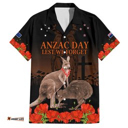 Kangaroo and Kiwi Bird ANZAC Day Custom Hawaiian Shirt Soldier Style