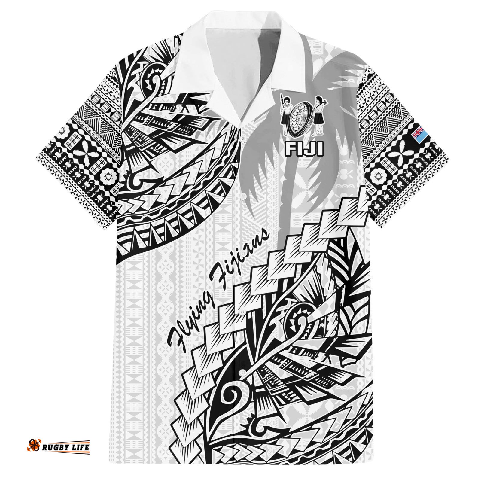 Fiji Rugby Hawaiian Shirt Kaiviti Fijian Tribal World Cup White