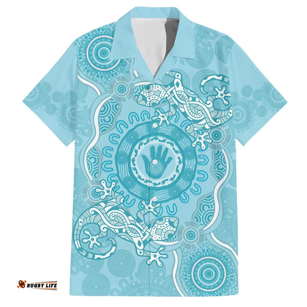 Blue Australia Lizard With Aboriginal Art Hawaiian Shirt