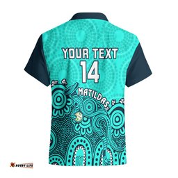 Personalised Australia Soccer Hawaiian Shirt Aboriginal Turquoise World Cup With Kangaroo