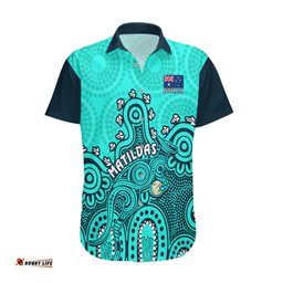 Personalised Australia Soccer Hawaiian Shirt Aboriginal Turquoise World Cup With Kangaroo