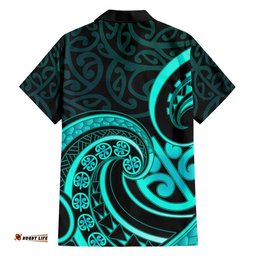Turquoise New Zealand Mangopare Hawaiian Shirt Aotearoa Maori Koru Style