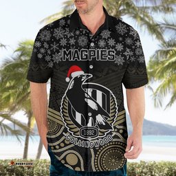 Custom Collingwood Football Christmas Hawaiian Shirt Merry Xmas Mix Aboriginal Art