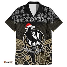 Custom Collingwood Football Christmas Hawaiian Shirt Merry Xmas Mix Aboriginal Art