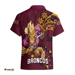 NRL Broncos Premiers Hawaiian Shirt Mascot with Polynesian Pattern Version