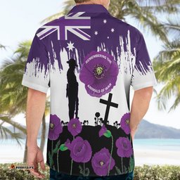 Australia Animal Heroes ANZAC Hawaiian Shirt Purple Poppy We Will Remember Them