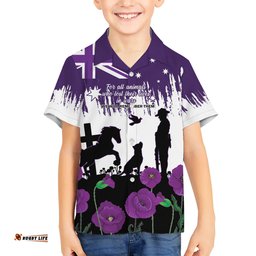 Australia Animal Heroes ANZAC Hawaiian Shirt Purple Poppy We Will Remember Them