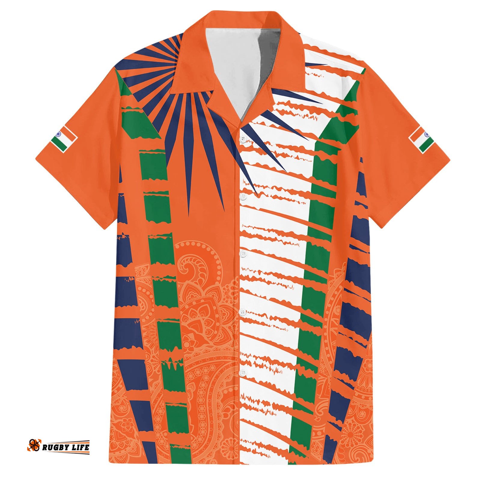 Personalised India Hawaiian Shirt Raising Sun Indian Pattern Mandala Murals