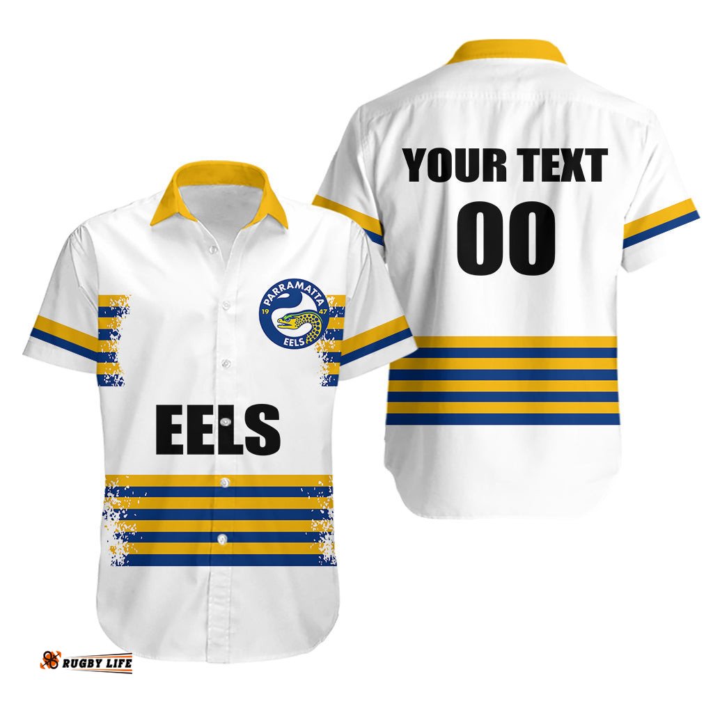 Custom Personalised And Number EELS NRL Hawaiian Shirt Simple White Style