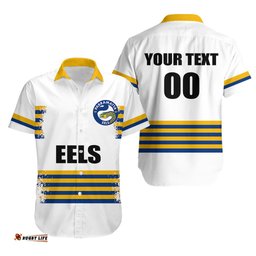 Custom Personalised And Number EELS NRL Hawaiian Shirt Simple White Style