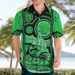 Melbourne Stars Cricket Hawaiian Shirt Happy Australia Day Aboriginal Art