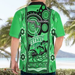 Melbourne Stars Cricket Hawaiian Shirt Happy Australia Day Aboriginal Art