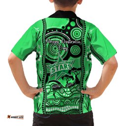 Melbourne Stars Cricket Hawaiian Shirt Happy Australia Day Aboriginal Art