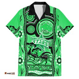 Melbourne Stars Cricket Hawaiian Shirt Happy Australia Day Aboriginal Art