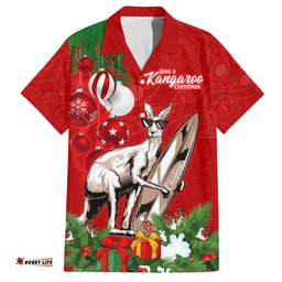 Personalised Kangaroo Lover Hawaiian Shirt Australia Merry Christmas Aboriginal