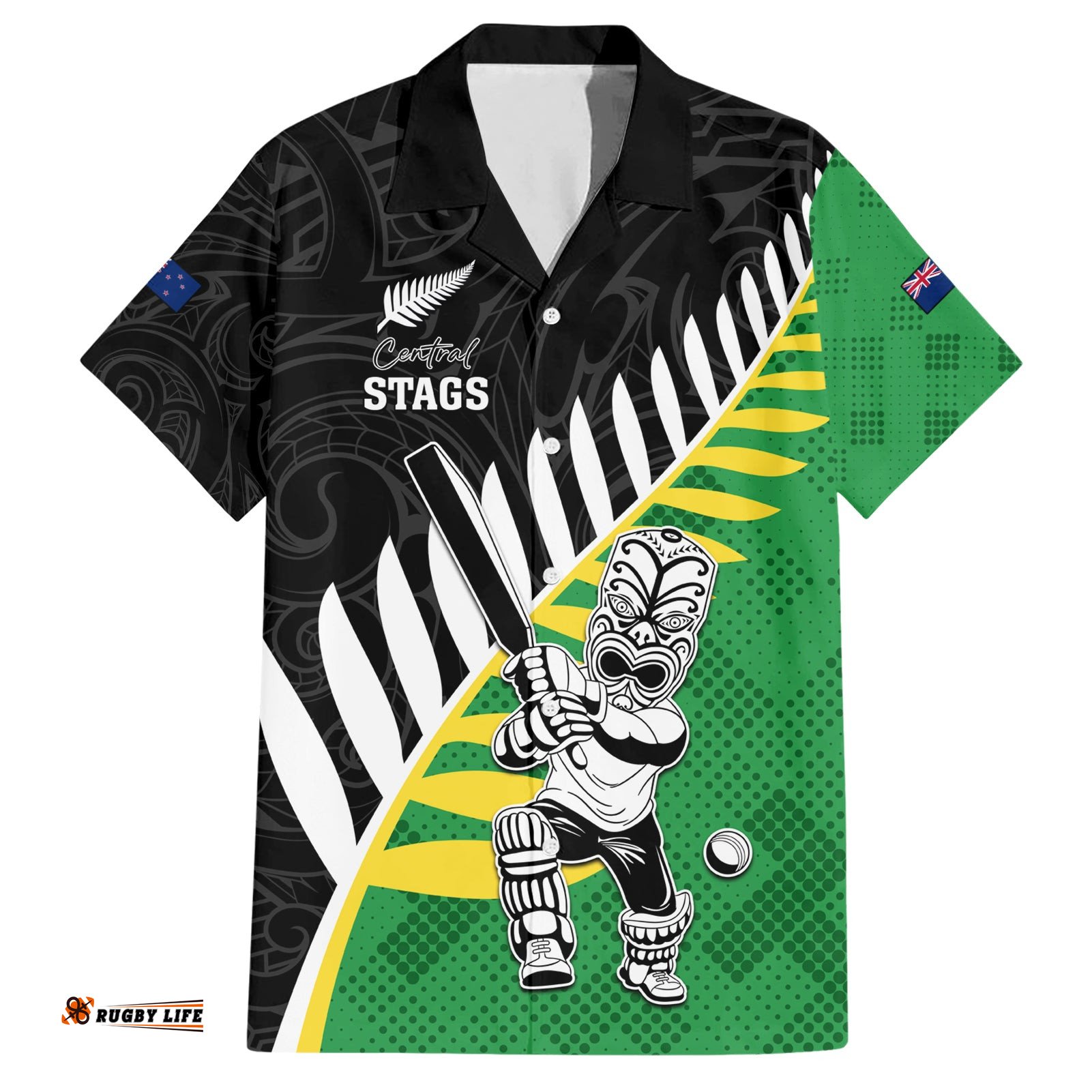 Custom New Zealand Central Districts Cricket Hawaiian Shirt With Maori Pattern