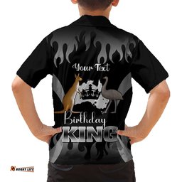 Personalised Australia King Birthday Hawaiian Shirt Australian Map With Crown Black Version