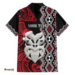 Personalised New Zealand Christmas Hawaiian Shirt Meri Kirihimete Maori Wheku Taniko Art