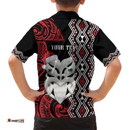 Personalised New Zealand Christmas Hawaiian Shirt Meri Kirihimete Maori Wheku Taniko Art