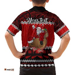 Personalised New Zealand Christmas Hawaiian Shirt Kiwi Santa Claus Maori Meri Kirihimete