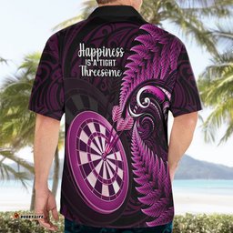 New Zealand Darts Hawaiian Shirt Happiness Is A Tight Threesome Maori Pink
