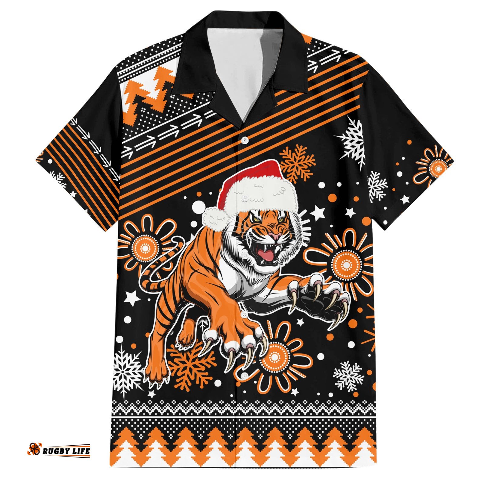 Custom Tigers Rugby Hawaiian Shirt Chirstmas Vibe