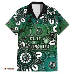 NAIDOC Week 2024 Fire Burning Hawaiian Shirt Aboriginal Dots Green Art