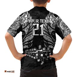 Custom New Zealand Rugby Hawaiian Shirt Black Haka Dance With NZ Champions History