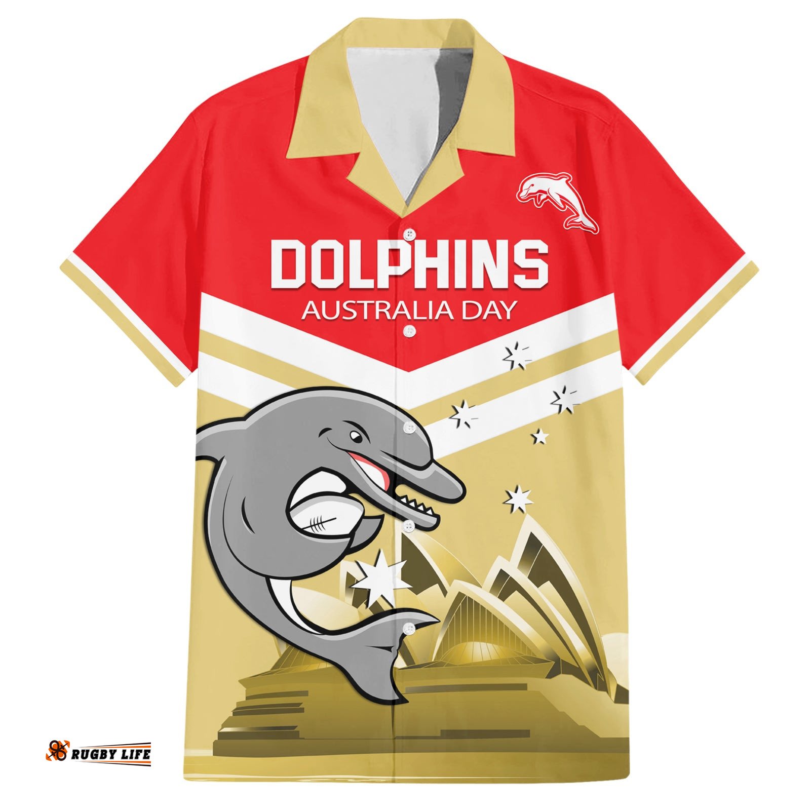 Custom Australia Day Dolphins Hawaiian Shirt NRL 2024 With Sydney Opera House