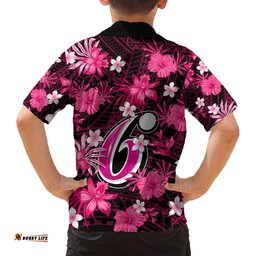 Australian Sixers Cricket Hawaiian Shirt Baeuty Pacific Hibiscus and Polynesian Pattern