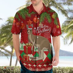 Australia Christmas Hawaiian Shirt Aussie Kangaroo Santa Merry Xmas