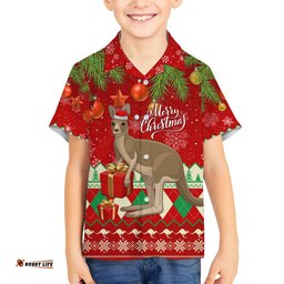 Australia Christmas Hawaiian Shirt Aussie Kangaroo Santa Merry Xmas
