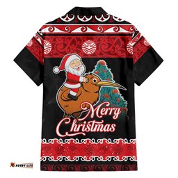 New Zealand Christmas Hawaiian Shirt Funny Santa Riding Kiwi Meri Kirihimete