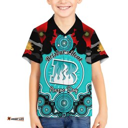 Brisbane Heat ANZAC 2024 Hawaiian Shirt Lest We Forget Poppy Mix Camouflage