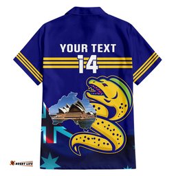 Custom Australia Day Eels Hawaiian Shirt NRL 2024 Sydney Opera House With Map