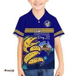 Custom Australia Day Eels Hawaiian Shirt NRL 2024 Sydney Opera House With Map
