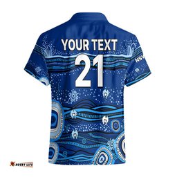 Custom Text And Number NSW Blues Rugby Hawaiian Shirt Aboriginal Indigenous