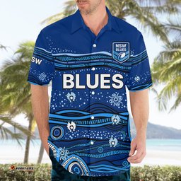 Custom Text And Number NSW Blues Rugby Hawaiian Shirt Aboriginal Indigenous