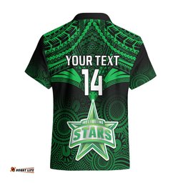 Custom Melbourne Stars Cricket Hawaiian Shirt Unique Indigenous Art Mix Polynesian Pattern