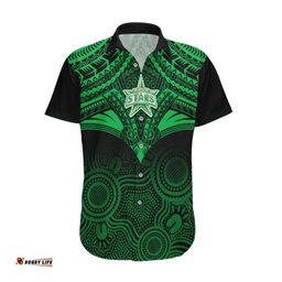 Custom Melbourne Stars Cricket Hawaiian Shirt Unique Indigenous Art Mix Polynesian Pattern