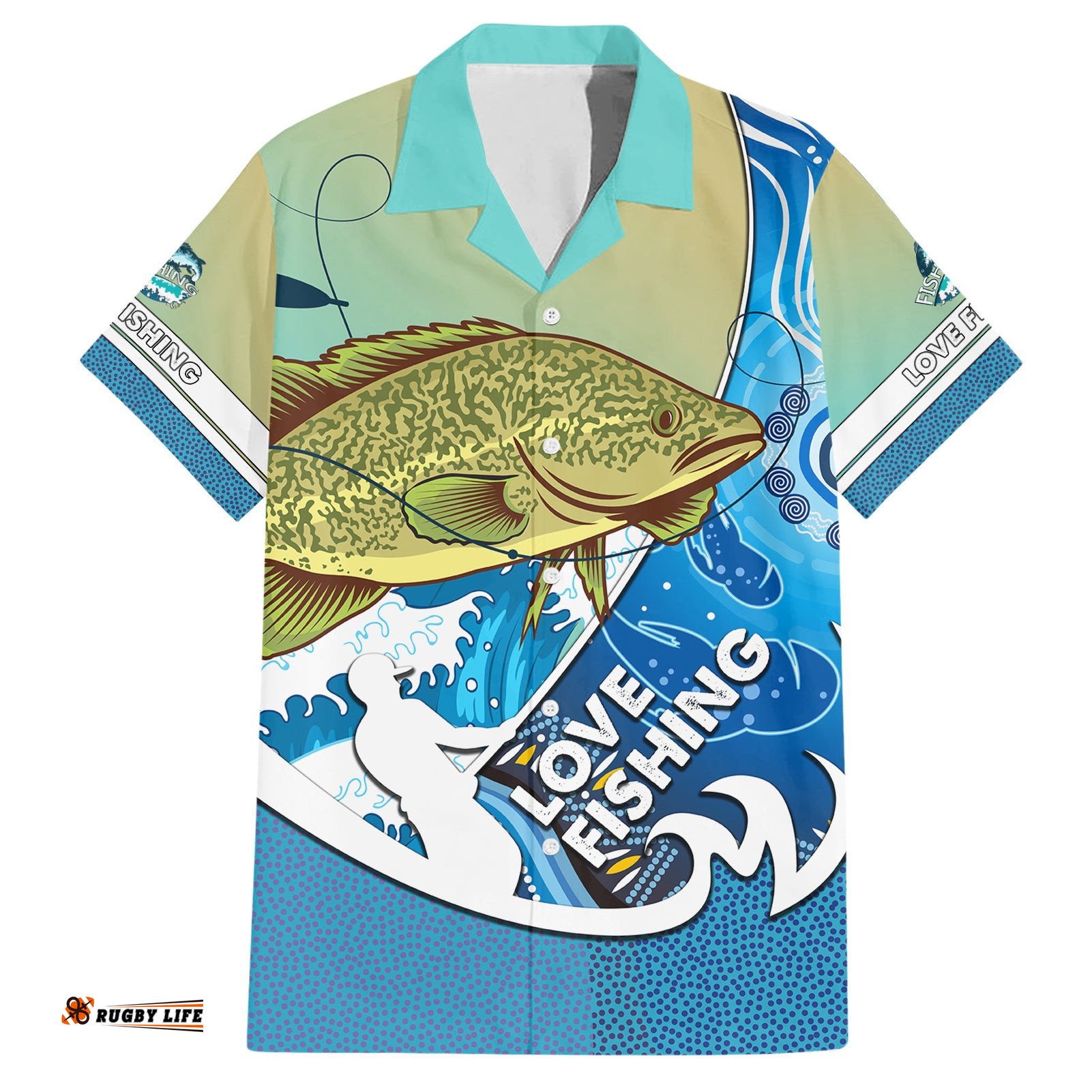 Australia Fishing Hawaiian Shirt Love Fishing Murray Cod In Aboriginal Art Patterns